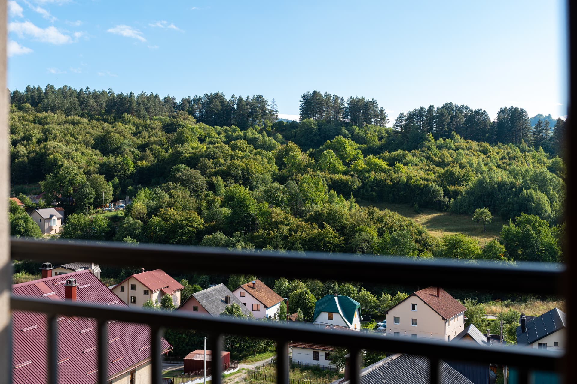 View over Kolašin and the surrounding mountains from the apartment